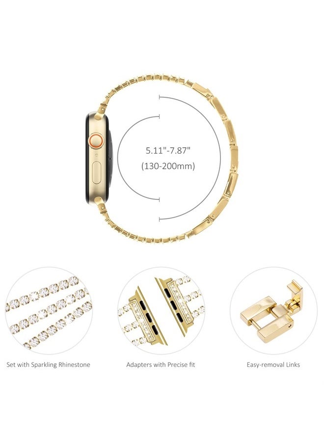 NewWays - Compatible for Apple Watch Band Series 8 Series 7 41mm 40mm SE Series 6 5 4 3 38mm, Sparkling Bling Diamonds Bracelet for iWatch Band Womens (Shinystone-Gold) - Image 1