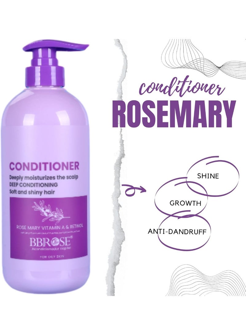 BBROSE Rosemary Hair Conditioner, 800ml, Deep Moisturising Treatment with Vitamin A & Retinol, Anti-Dandruff Formula for Soft & Shiny Hair - Image 3