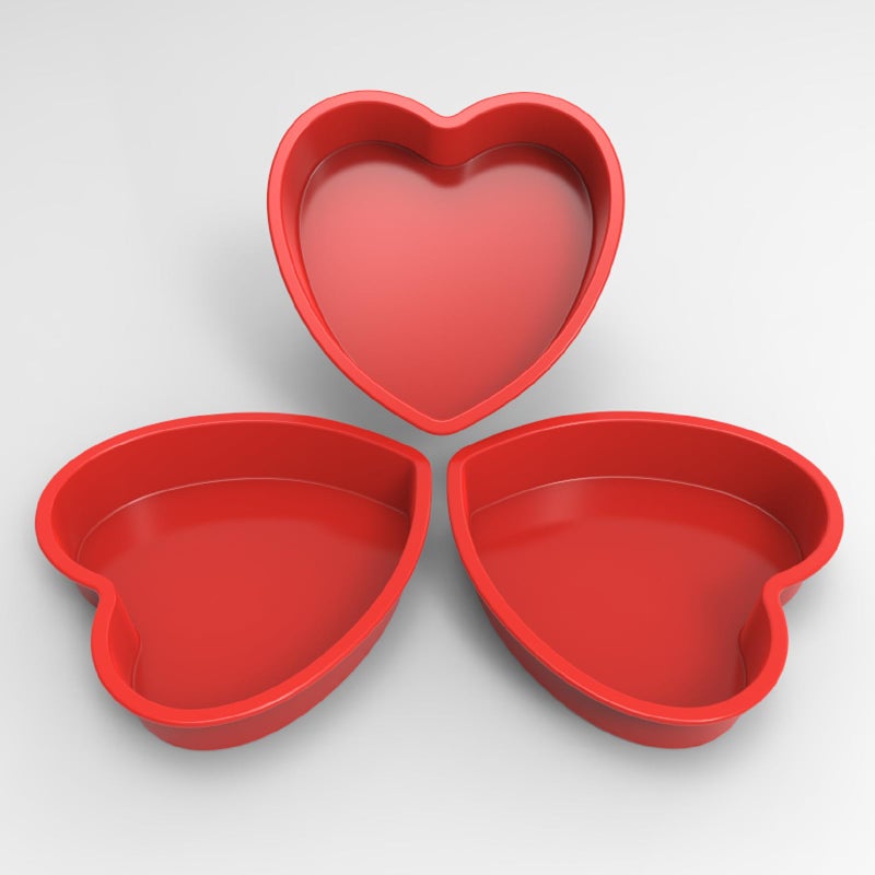 Silivo Silicone Heart Shaped Cake Pans (3 Pack) - 8 Inch Nonstick Heart Cake Mold  Baking Pans For Cakes And Brownies - Image 1