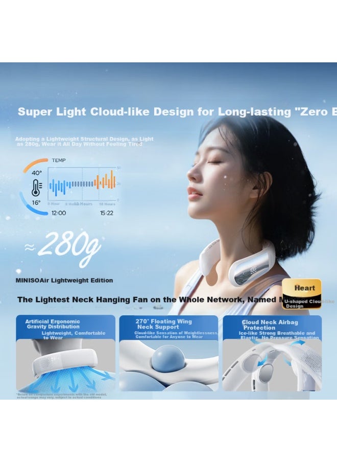 Miniso Miniso (miniso) [2025 New Product] Hanging Neck Fan Mini Fan Cooling Portable Air Conditioner Usb Electric Fan Super Long Battery Life Bladeless Silent Outdoor Cooling Artifact  - Image 4