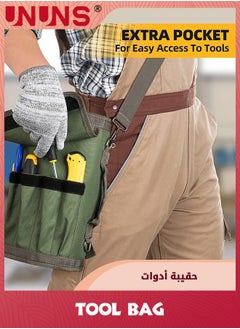 UNUNS Roll-Up Tool Bag,Heavy Duty Tool Organizer for Men Women,Portable Tool Storage With 2 Detachable Zipper Pouch, Compact Small Toolbag for Handyman RV Owners, Army Green  - Image 3