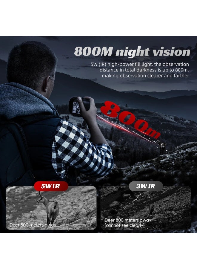 10X Digital Zoom Night Vision Monocular with 2" HD Screen – 2624FT Ultra-Long Range, 12MP Photo & 1080P Video Recording, 850NM IR, USB-C Computer Mode, Tripod Compatible | Ideal for Hunting, Camping, Wildlife Observation & Surveillance
