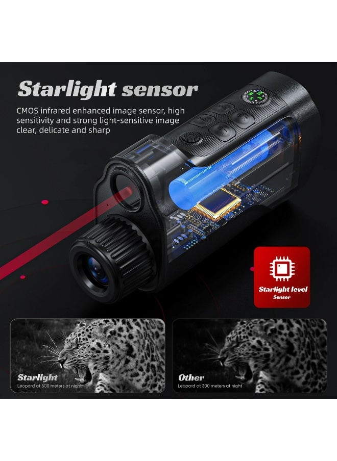 BlueFire 10X Digital Zoom Night Vision Monocular with 2" HD Screen – 2624FT Ultra-Long Range, 12MP Photo & 1080P Video Recording, 850NM IR, USB-C Computer Mode, Tripod Compatible | Ideal for Hunting, Camping, Wildlife Observation & Surveillance  - Image 3