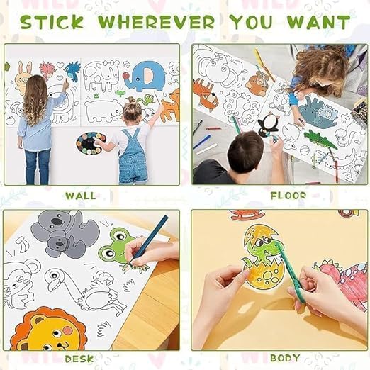 SUNBEET Drawing Paper Roll for Kids, 30 x 300 Cm Large Coloring Poster for Toddlers, Art Paper, Kids Coloring Drawing Paper Roll Best Birthday Gift (Wall Not Sticking)【Mix-Design】 - Image 2