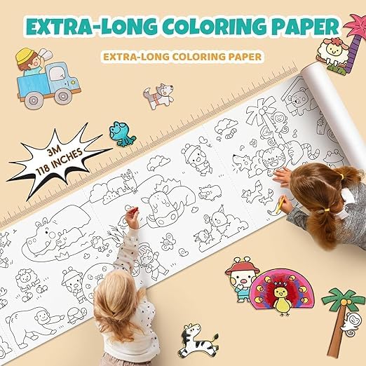 SUNBEET Drawing Paper Roll for Kids, 30 x 300 Cm Large Coloring Poster for Toddlers, Art Paper, Kids Coloring Drawing Paper Roll Best Birthday Gift (Wall Not Sticking)【Mix-Design】 - Image 5