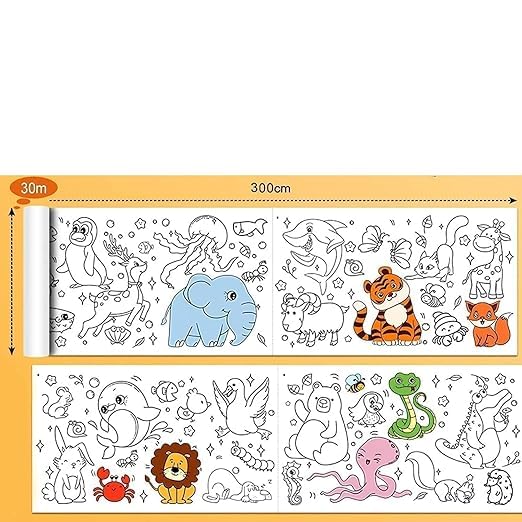 SUNBEET Drawing Paper Roll for Kids, 30 x 300 Cm Large Coloring Poster for Toddlers, Art Paper, Kids Coloring Drawing Paper Roll Best Birthday Gift (Wall Not Sticking)【Mix-Design】 - Image 4