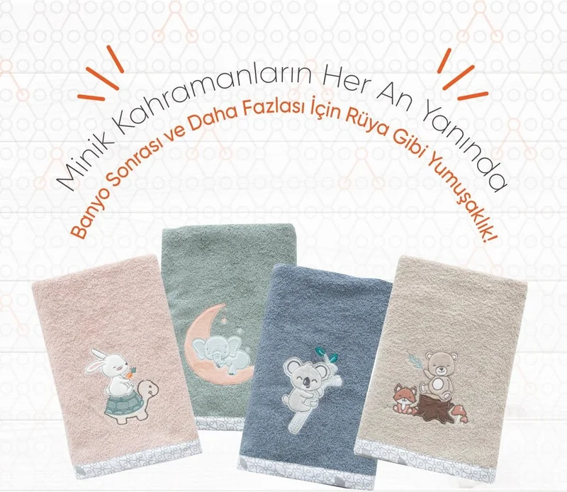 Gezenbebe Hero Embroidered Baby Kids Bath Towel (70x140) Elephant