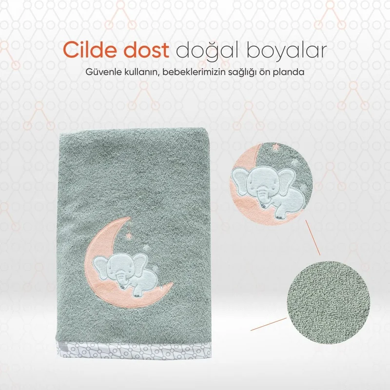 Gezenbebe Hero Embroidered Baby Kids Bath Towel (70x140) Elephant