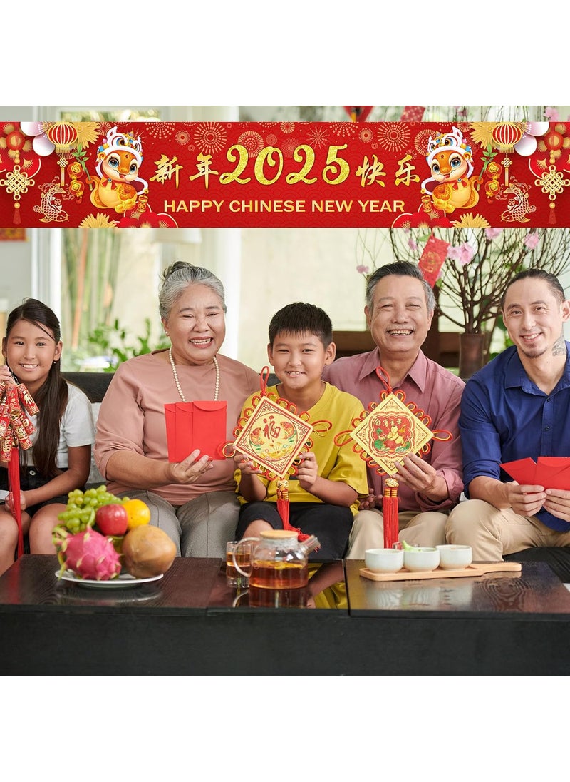 Reginary Reginary Chinese New Year Decorations 2025 New Year Party Supplies Year of The Snake Party Banner Large Fabric Happy New Year Banner for Chinese Spring Festival Supplies Outdoor Indoor 82 x 15 ft  - Image 5