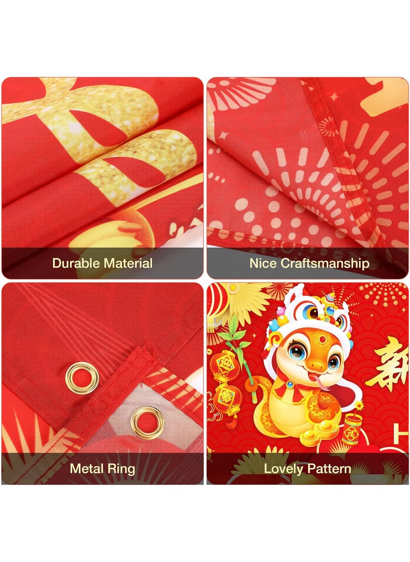 Reginary Reginary Chinese New Year Decorations 2025 New Year Party Supplies Year of The Snake Party Banner Large Fabric Happy New Year Banner for Chinese Spring Festival Supplies Outdoor Indoor 82 x 15 ft  - Image 3
