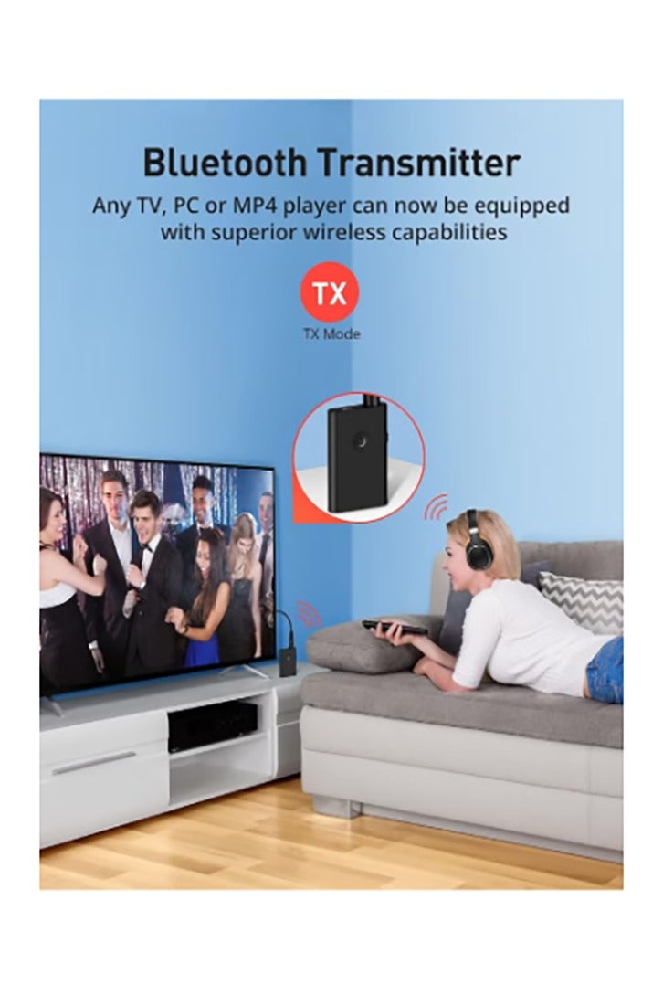 Bluetooth Adapter, Bluetooth 5.0 Transmitter and Receiver,3.5mm Wireless Audio Adapter, AptX Low Latency Dual Link Bluetooth Adapter for TV/PC/Home Sound System/Car - Image 2