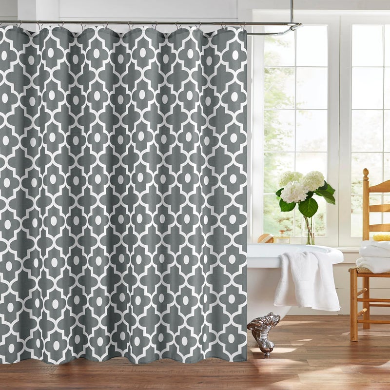 Biscaynebay Biscaynebay Textured Fabric Shower Curtains 72 X 72 Dark Grey Morocco Pearl Printed Hotel Spa Luxury Decorative Bathroom Curtain Machine Washable 