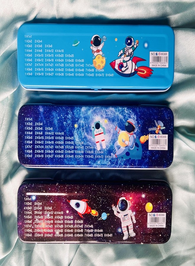 Rack Jack Astronaut Space Theme Tin Pencil Box Case for Kids Boys Girls School Stationery Kit with Pencil, Sharpener & Eraser (Blue) - Image 4