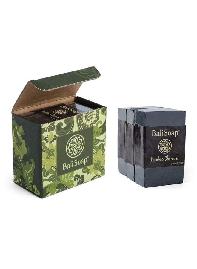 Bali Soap Bamboo Charcoal Natural Soap - Bar Soap for Men & Women - Bath, Body and Face Soap - Vegan, Handmade, Exfoliating Soap - 3 Pack, 3.5 Oz each - Image 2