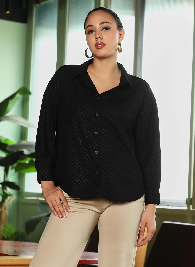 بينيا كولادا Women's Onyx Black Marquise-Imprint Oversized Shirt