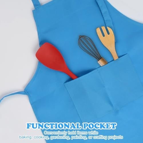 SINLAND Kids Apron with Pocket 2 Pack Children Chef Apron for Cooking Baking Painting (M:6-12 Years) - Image 3