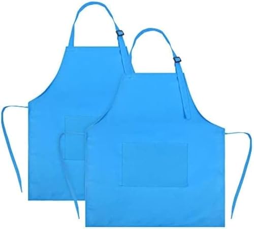 SINLAND Kids Apron with Pocket 2 Pack Children Chef Apron for Cooking Baking Painting (M:6-12 Years) - Image 2