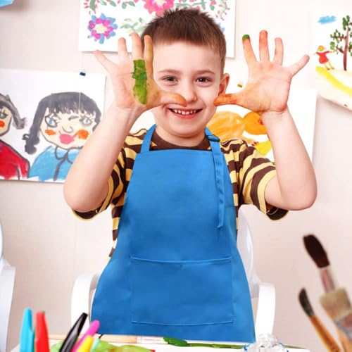 SINLAND Kids Apron with Pocket 2 Pack Children Chef Apron for Cooking Baking Painting (M:6-12 Years) - Image 5