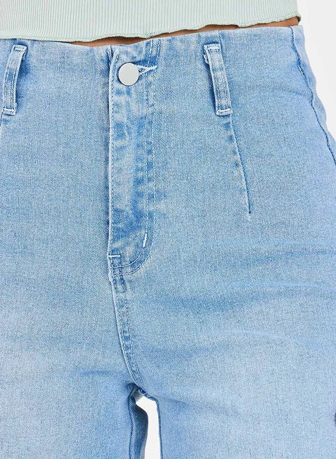 Styli Mid Rise Wide Leg Cropped Jeans