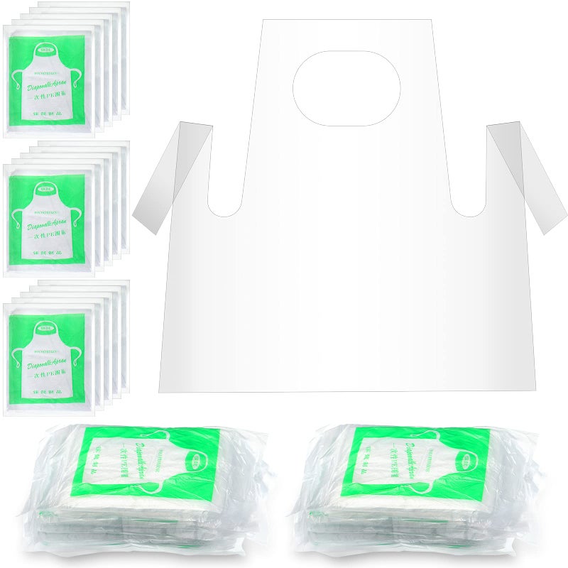 SATINIOR 25 Pcs Disposable Aprons for Kids Painting Plastic Smock Disposable Oil Proof Small Clear Polythene Apron for Craft Eating - Image 3