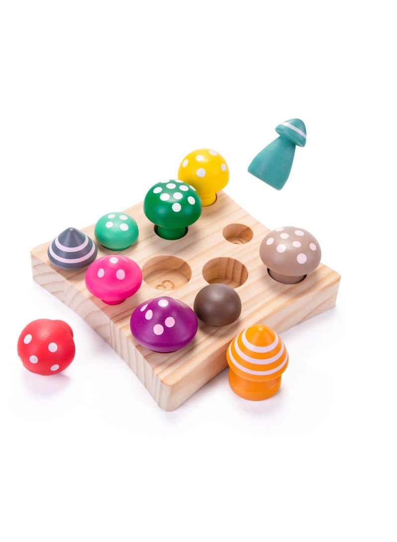 KASTWAVE Wooden Toys for kid's 12 Months Plus, Toddler Montessori Toys for 1 2 3 Years Old Boys Girls Educational Toys Sensory Sorting Toy 1st Birthday Gifts for kid's Easter Gifts (Mushroom Toy) - Image 1