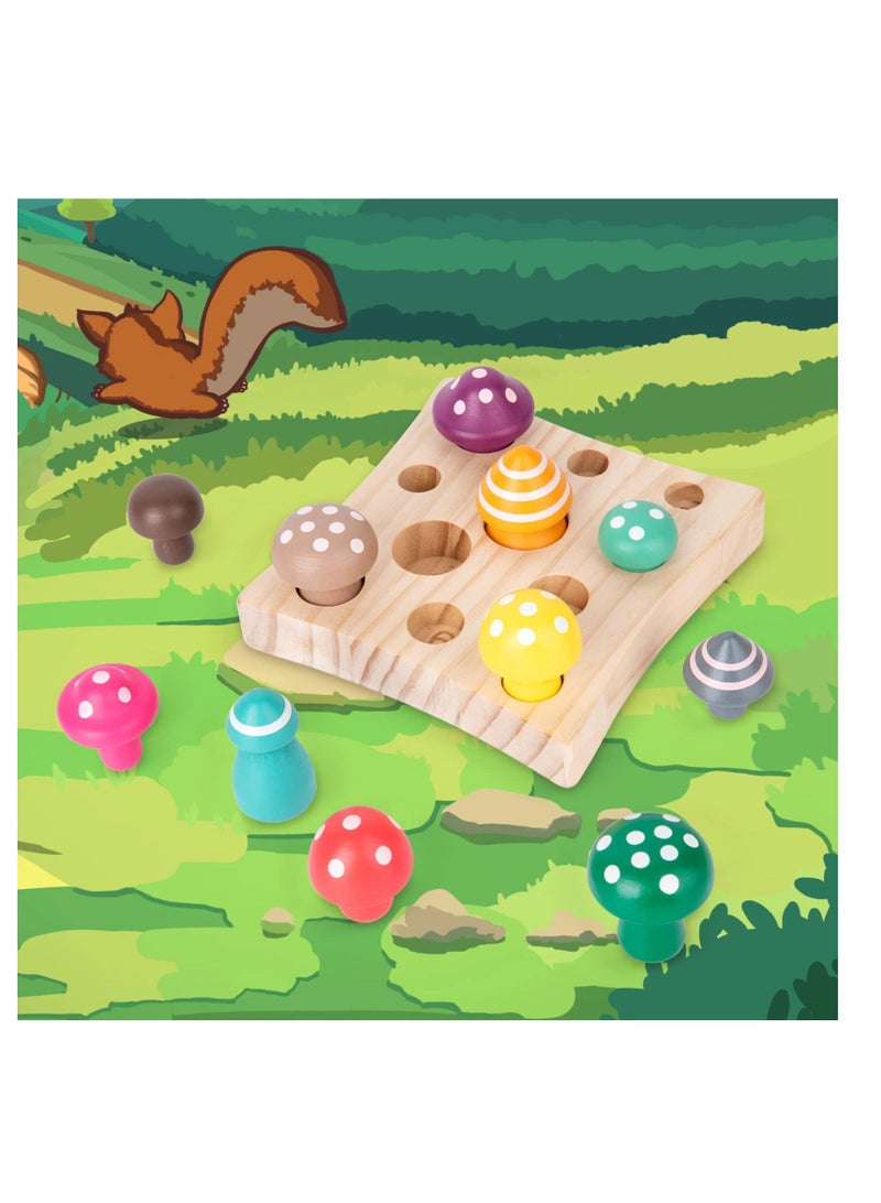 KASTWAVE Wooden Toys for kid's 12 Months Plus, Toddler Montessori Toys for 1 2 3 Years Old Boys Girls Educational Toys Sensory Sorting Toy 1st Birthday Gifts for kid's Easter Gifts (Mushroom Toy) - Image 2