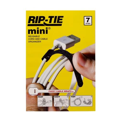 RIP-TIE Mini 1 /4" x 3-1/2" Cable Tie Perfect for USB Cable, Earbud Cords, Cell Phone Cord 7 Pack Black - Image 2