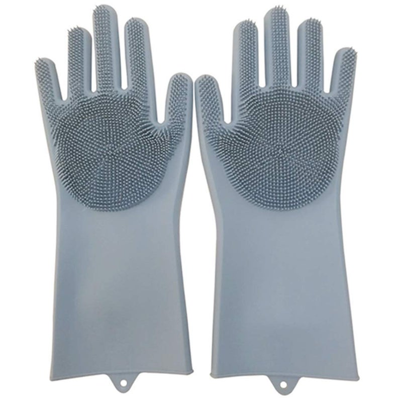 RIANZ Magic Silicone Rubber Dish Washing Gloves for Kitchen and Pet Grooming Car Bathroom 135 x 55 x 1 inches Multicolour 1 Pair - Image 1