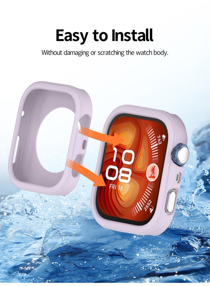 2 Pack Case for Huawei FIT4 Pro Smartwatch Hollow-Out Design,Shockproof Semi-Around TPU Protective Case Cover for FIT4 Pro Watch Accessories-Purple - Image 2