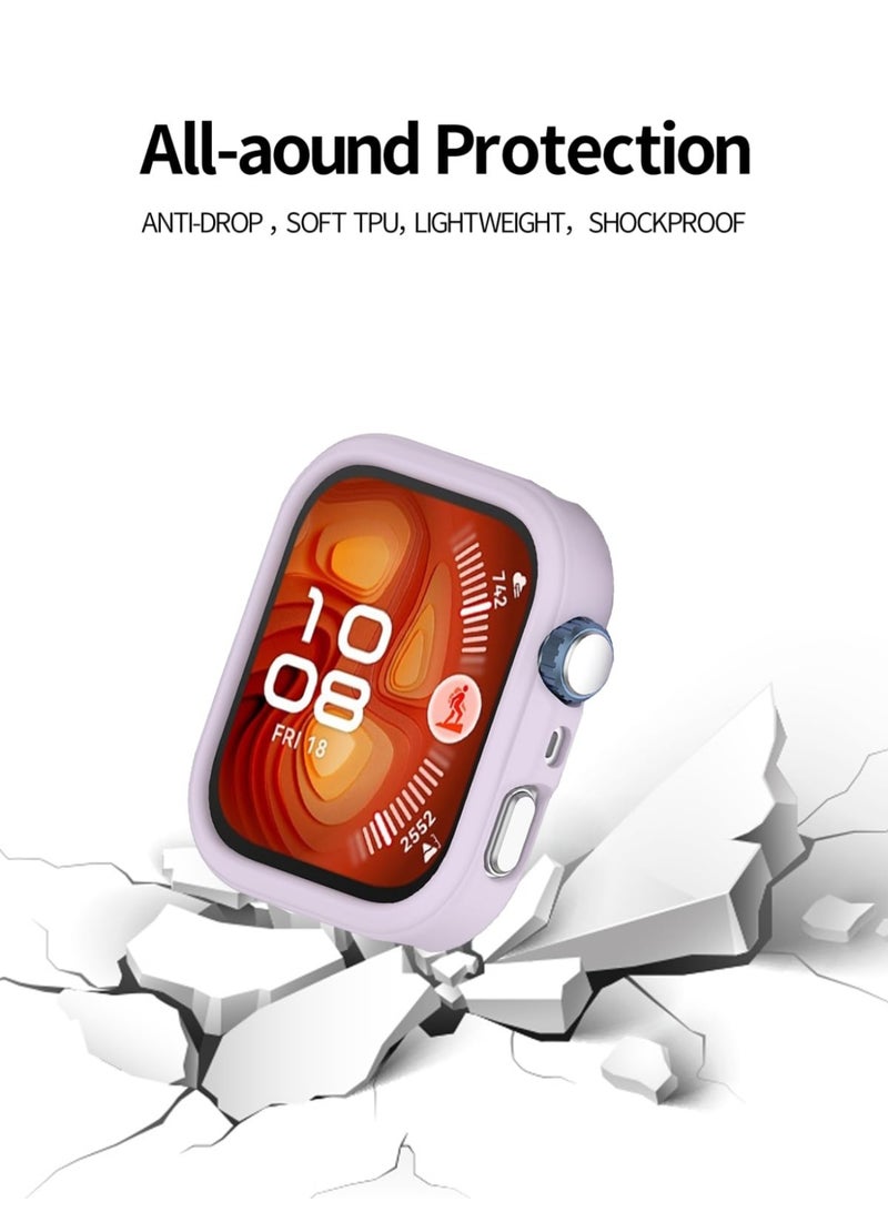 2 Pack Case for Huawei FIT4 Pro Smartwatch Hollow-Out Design,Shockproof Semi-Around TPU Protective Case Cover for FIT4 Pro Watch Accessories-Purple - Image 4