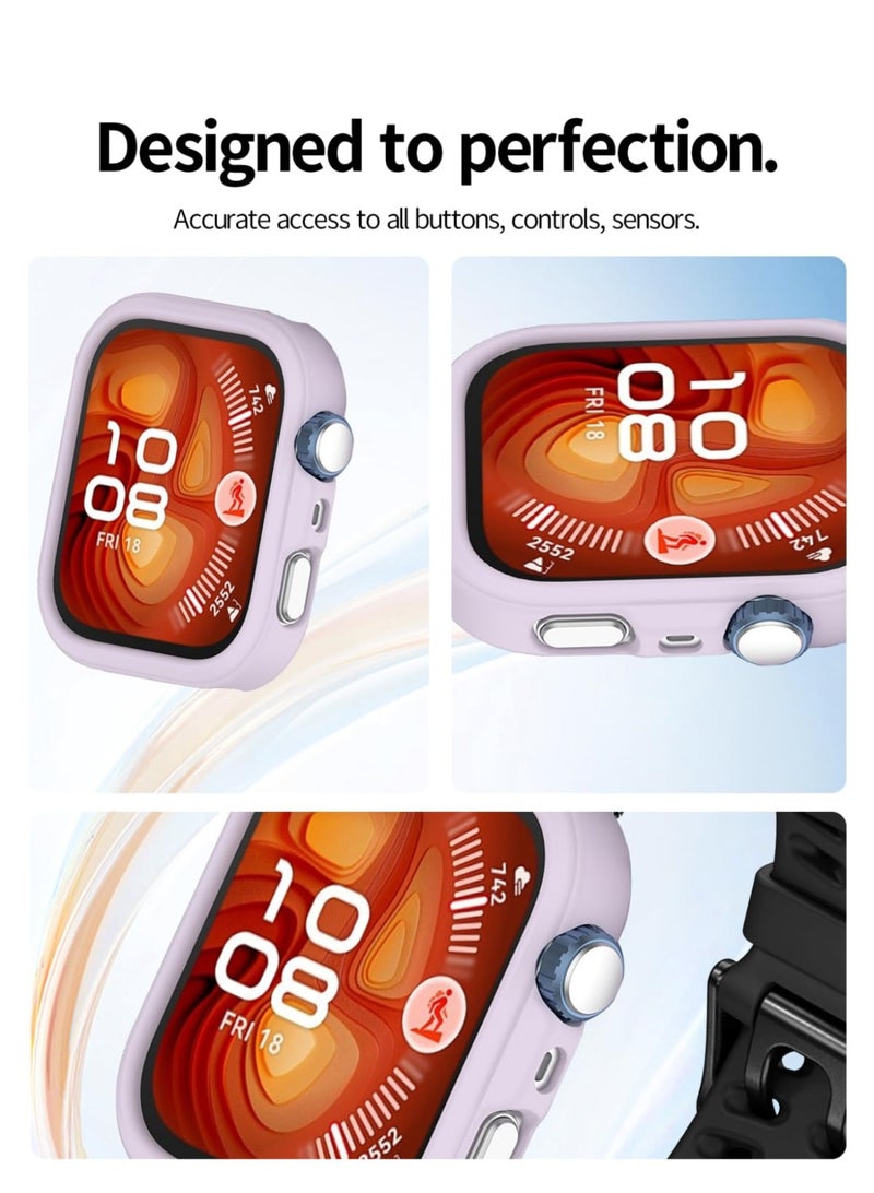 2 Pack Case for Huawei FIT4 Pro Smartwatch Hollow-Out Design,Shockproof Semi-Around TPU Protective Case Cover for FIT4 Pro Watch Accessories-Purple - Image 3
