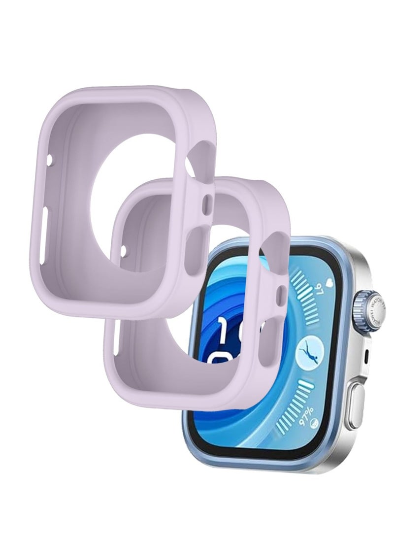2 Pack Case for Huawei FIT4 Pro Smartwatch Hollow-Out Design,Shockproof Semi-Around TPU Protective Case Cover for FIT4 Pro Watch Accessories-Purple - Image 1