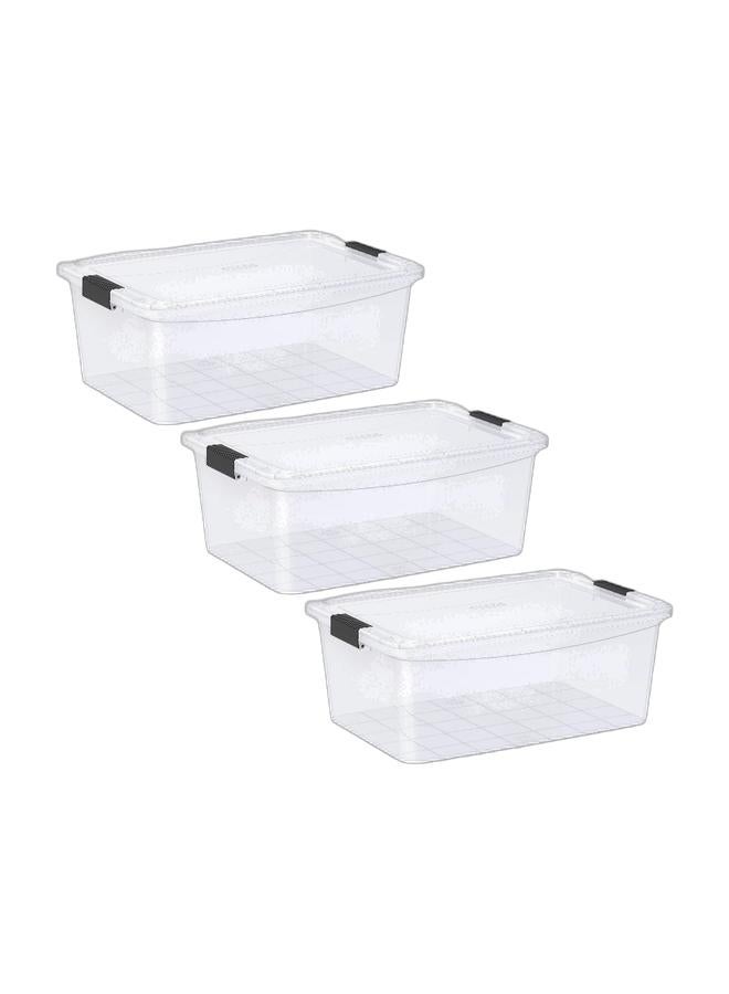 Cosmoplast صندوق تخزين بلاستيكي شفاف سعة 20 لتر مع غطاء قابل للقفل (عبوة من 3) - Image 1