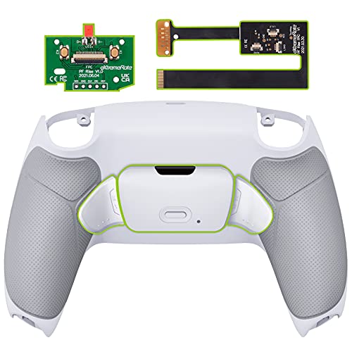 eXtremeRate White Rubberized Grip Programable RISE 2.0 Remap Kit for PS5 Controller BDM-010 BDM-020 Models, Custom Upgrade Board & Redesigned Back Shell & Back Buttons Set for PS5 Controller - Image 1