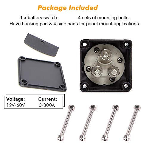 Apeixoto 1-2-Both-Off Battery Switch 12V-60V Battery Disconnect Master Cut Shut Off for Marine Boat Car RV ATV Vehicle Heavy Duty Battery Isolator Switch - Image 5