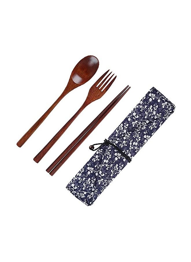 Umiwin Wooden Fork Wooden Spoon Wooden Chopsticks Three-piece Suit Travel Portable Tableware Nice Dinnerware  - Image 2