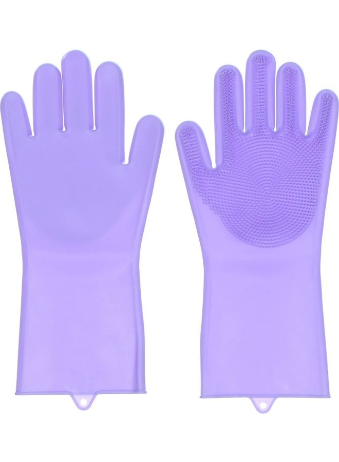 NIBEMINENT 2-Piece Magic Silicone Scrubbing Gloves Purple 3.7x23.3cm 