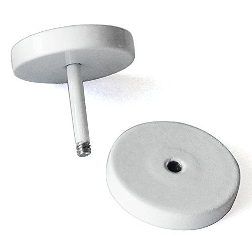 COOLSTEELANDBEYOND 2pcs 12MM White Circle Stud Earrings Men Women, Steel Cheater Fake Ear Plugs Gauges Illusion Tunnel - Image 4