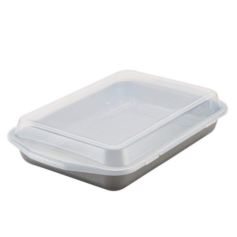 Circulon Total Nonstick Baking Pan With Lid  Nonstick Cake Pan With Lid Rectangle  9 Inch x 13 Inch Gray