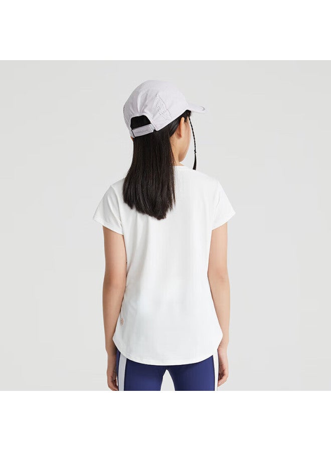 Moodytiger Girls' Short-sleeve T-shirt, Cool And Sun-protective, Summer Children's T-shirt, Children's Clothing, Lightweight, Quick-drying, Elastic, Simple, Slim-fit Sportswear - Image 2