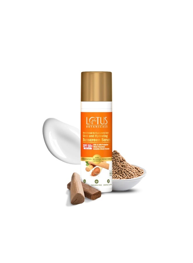 لوتس بوتنيكال سيروم واقي شمس "لوتس بوتانيكالز" (Lotus Botanicals) بخلاصة خشب الصندل وحمض الهيالورونيك - يمنح البشرة نضارة وترطيباً | حماية من الشمس بمعامل SPF 50+ وPA+++ | حماية يومية | تركيبة "الدرع غير المرئي" | مقاوم للماء | لا يترك أثراً أبيض | مناسب لجميع أنواع البشرة | 30 مل - Image 1