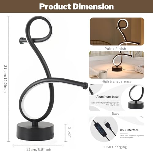 One94Store Loop Curve LED Table Lamp – Modern Acrylic Decorative Night Lamp with Warm Ambient Glow for Bedroom, Office, Festive & Home Décor - Image 2