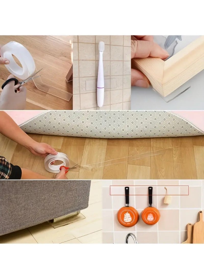 MASIA Double-Sided Transparent Nano Adhesive Tape 2 Rolls Reusable Multi-Purpose Mounting and Organizing Tape for Home Improvement Everyday Use - Image 3