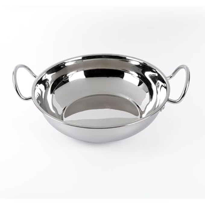 Kitchenmark 3Pc Stainless Steel Wok Pan Deep Kadai Set 24Cm 27Cm 29Cm  Silver - Image 2