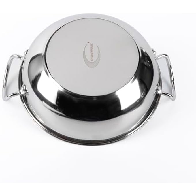 Kitchenmark 3Pc Stainless Steel Wok Pan Deep Kadai Set 24Cm 27Cm 29Cm  Silver - Image 4