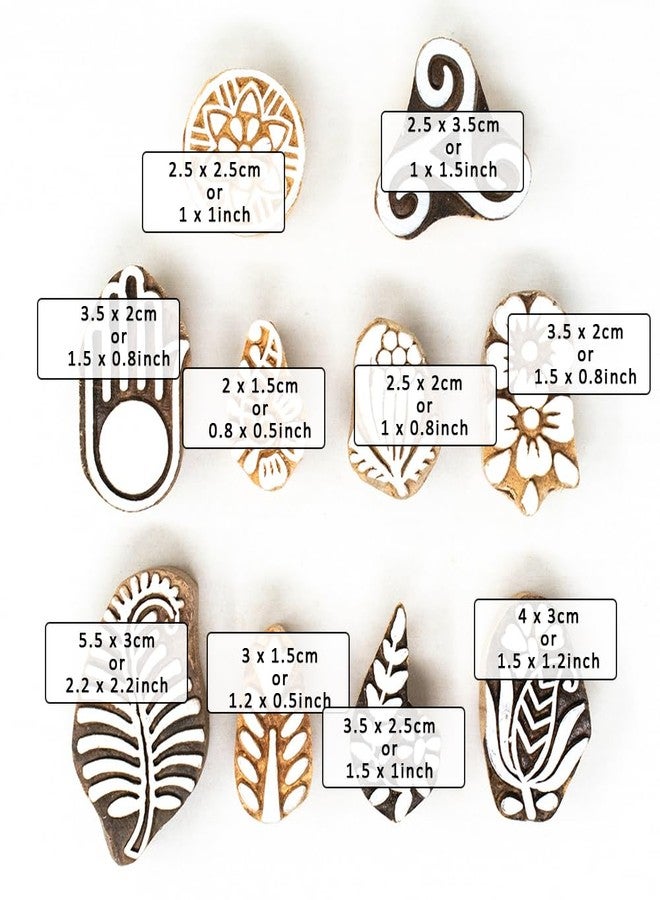 TwoGrams Wooden Indian Traditional Design Printing Stamps/Blocks for Printing Saree Border/Dresses/Craft Card Making/Scrapbook/Clay Pottery (Set of 10) - Image 4