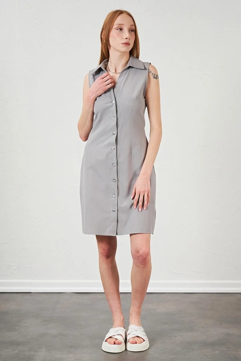 Tena Sleeveless Shirt Dress