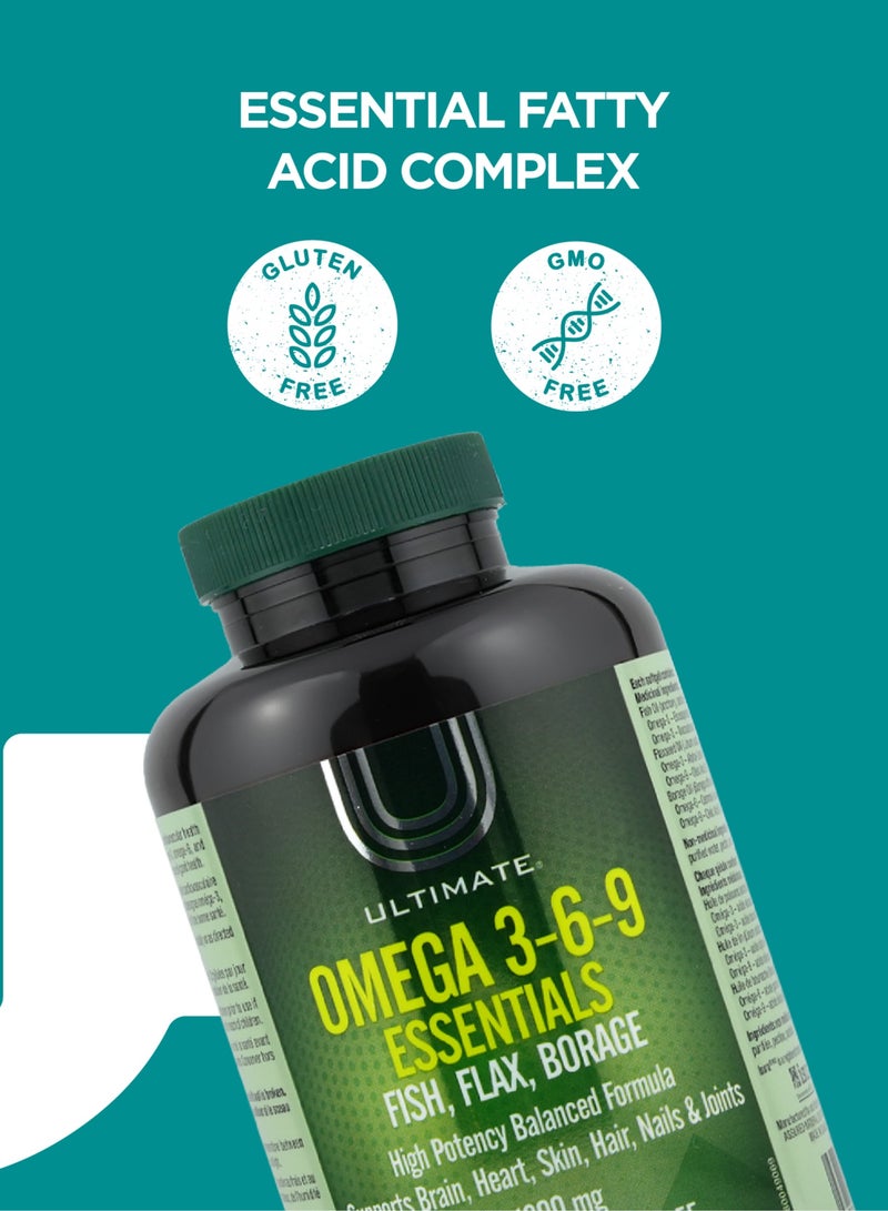 Ultimate Omega 3-6-9 Essentials - Fish, Flax, Borage - 120 Enteric Softgels - Image 2