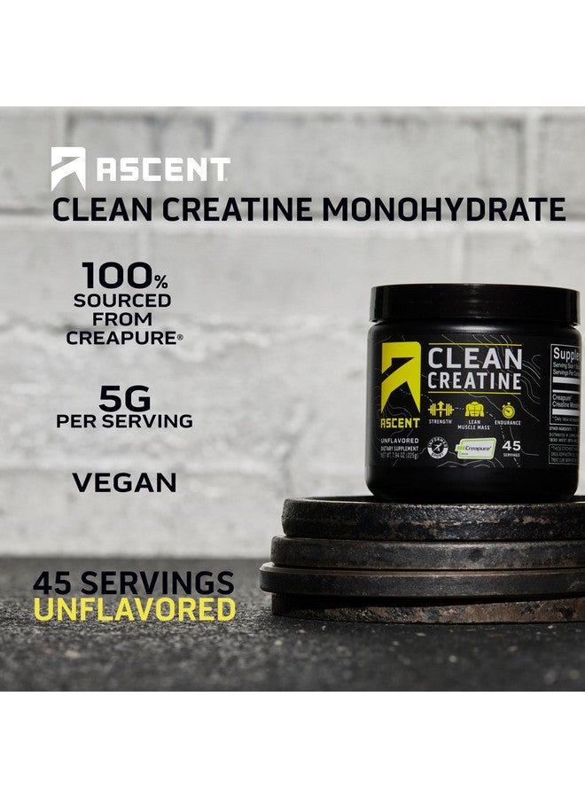 Ascent Clean Creatine Monohydrate Powder - 5G Per Serving, Creapure Creatine Supplement - Unflavored, 45 Servings - Image 1