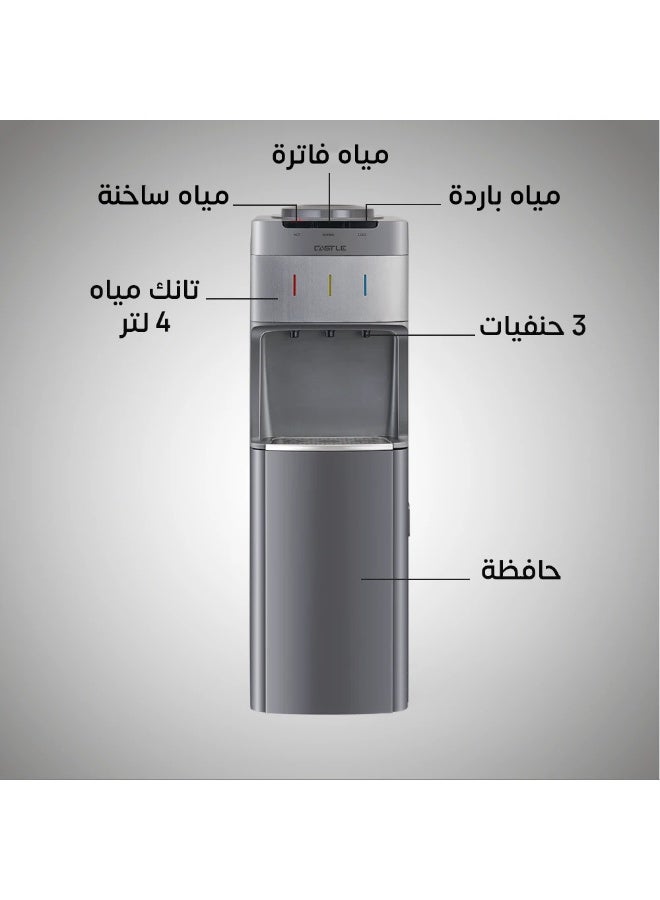 كاسل مبرد مياه كاسيل تحميل علوي، 3 حنفية بارد وساخن وفاتر، مزود بحافظة 15 لتر - سيلفر، موديل WD3040 - Image 5